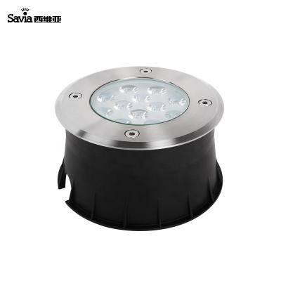 China Savia 304 Waterproof IP68 LED 12*1W Stainless Steel Underwater Around Pool Bottom Water Light Pond Light Outdoor Underground Light for sale