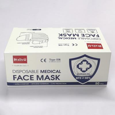 China 3PLY beschikbaar Chirurgisch Goedgekeurd Gezichtsmasker EN14683 BFE 98% ERE Te koop