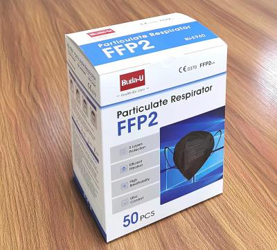 Cina Maschera di protezione nera FFP2, maschera polverizzata del respiratore FFP2, FFP2 con la maschera protettiva non tessuta di certificazione del CE in vendita