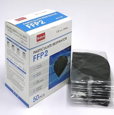 China Foldable FFP2 Protective Face Mask，Nonwoven Fabric And Meltblown Fabric , Black Surface & White For Lining Layer for sale