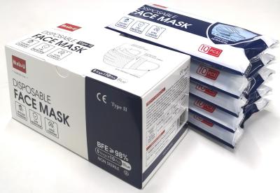 China 3 laag die Beschikbaar Medisch Gezichtsmasker BFE min 98% boven Filtratieefficiency ademen Te koop