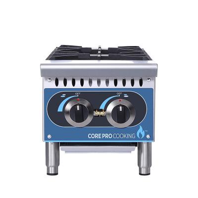 China Adjustable stainless steel non-skid feet Restaurant Equipment 2 Burner Gas Cooking Range Burner Strainless Steel Commercial Gas Stove for sale