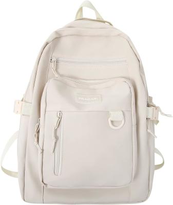 China Kids Backpack for School Cute Aesthetic Beige Backpack Girls Student Bookbag Women Travel Lightweight Book Bag for sale