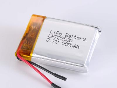 China High capacity MP4 lithium battery LP702530 3.7V 500MAH rechargeable for sale