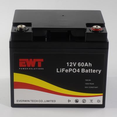 China 12V 60AH Lithium Iron Phosphate Battery with Bluetooth Support Customized Logo for sale