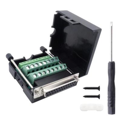 China audio & Video Connector DB25 Rivet Screwlock Terminal 24Way Black Female Shell 25 Pin Connector D-Sub With Screwdriver VGA Signal for sale