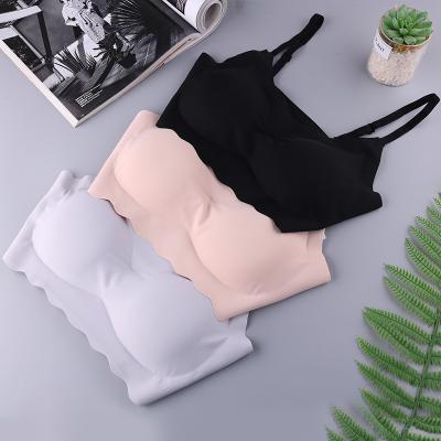 China Seamless Jelly QUICK DRY Comfy Strip Underwear Women Slim No Rims Small Breasts Gathered Fit Type Nursing Sports Bra for sale