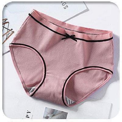 China New Ladies Antibacterial Hips Mid Waist Yarn Cotton Large Size Underwear No Trace Triangle Cute Women Girl Bow Female Mid-waist Briefs for sale