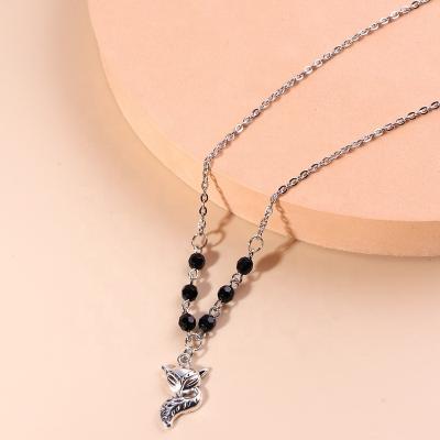 China Durable Maxi European and American Tibetan Silver Color Fox Vintage Women's Pendant Necklaces Bijoux Collier Femme 2022 for sale