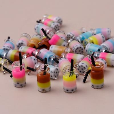 China 10pcs/bag 23*10mm Durable Colorful Resin Drink Milk Tea Glass Pendant Charms DIY Necklace Earring Jewelry Making Pendant for sale