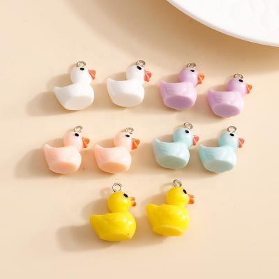 China 10pcs/bag Durable 16*19mm 5 Color Resin Cute Animal Mini Duck Charms Necklaces Earrings Pendants DIY Jewelry Making Accessories for sale