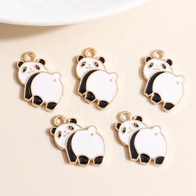 China 10pcs/bag 19*16mm Durable Cartoon Enamel Panda Charms Pendant Cute Animal DIY Jewelry Pendants for sale