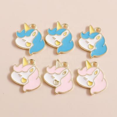 China 10pcs/bag 17*13mm Cute Unicorn Fashion Jewelry Pendants & Charms Durable Cartoon Enamel DIY Pendants for sale