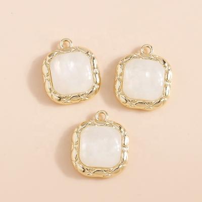 China Delicate TRENDY 4pcs/bag Custom Design Opal Stone Square Charms Pendants DIY Jewelry Making Handmade Craft for sale