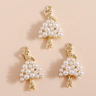 China 4pcs/bag Tasty Elegant Pearl Ballet Girls Pendant Necklace DIY Dance Pendants Tasty Custom Jewelry Jewelry Making Accessories for sale