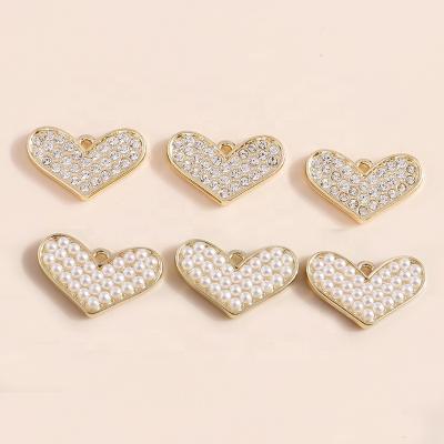 China FASHIONABLE 4pcs/bag 13*20mm Exquisite Girls Bead Crystal Love Heart Charm Pendants Necklace Earring Bracelet DIY Jewelry Custom for sale