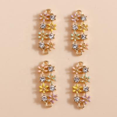 China 4pcs/bag 24*7mm Brand Design Crystal Enamel Flower Pendants Necklace Trendy Classic Boho Earrings Jewelry Jewerly Diy for sale