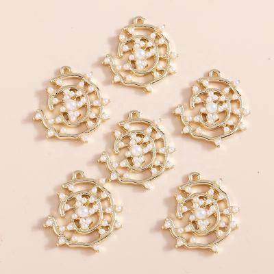 China 4pcs/bag 22*20mm FASHIONABLE Design Imitation Pearl Round Custom Snail Pendants DIY Fashion Jewelry Charms for sale