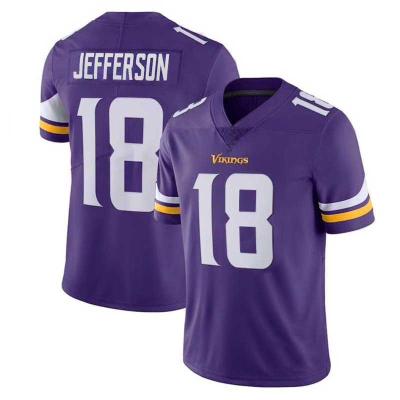 China Wholesale High Quality Antibacterial Cheap Stitched Minnesota 18 Justin Jefferson American Football Jerseys for sale