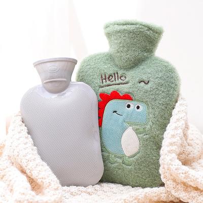 China New Hand Warmer Light Cartoon Plush Hot Water Injection Bag Luxury Corduroy Compress Belly Hot Water Bag Student Warm Velvet Cover Small for sale