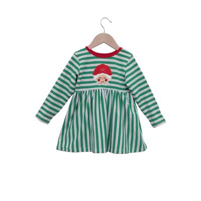 China Breathable Boutique Custom Christmas Knit Dress Kids Embroidery Knitted Long Sleeve 100%Cotton Babies Dress for sale