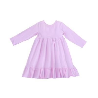 China Breathable Wholesale Girls Boutique Dresses Comfortable Pink Dress Long Sleeve Girl Dress for sale