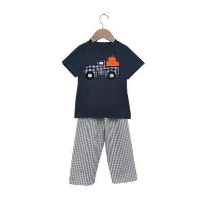 China Fashion\Comfortable\Durable Baby Boy Clothes Wholesale High Quality Custom Logo Embroidery Summer Cotton Short Sleeves Boys Clothing Set for sale