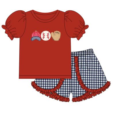 China Baseball Casual High Quality Applique High Quality Boutique Cotton Child Boyis Baby Clothing for sale