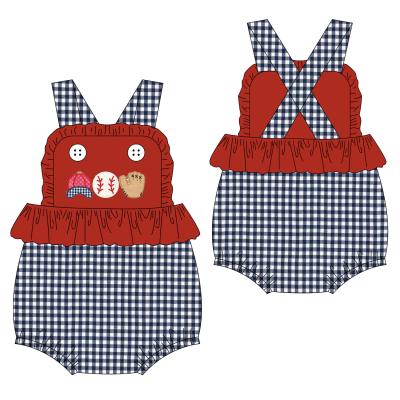 China Cozy Baby Clothes Boyis New Arrival Baseball Applique Cotton Design Boutique Casual Baby Romper for sale