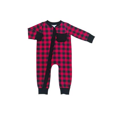 China Cozy Baby Clothes Boutique Ruffle Zipper And Plaid Sets Babies Sleepwear Baby Rompers for sale