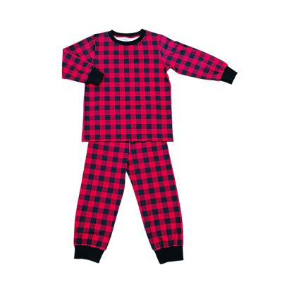 China New Arrival Breathable Boutique Red Black Plaid Clothing Sets Children Pajamas Sets Autumn Pajamas for sale