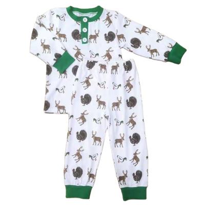 China New Christmas Cartoon Deer Casual Boy Children's Pajamas Wholesale Cotton Children's Knitting Pajamas for sale