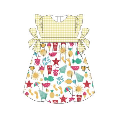 China Wholesale Washable High Quality Late Summer Print Dress Designs Boutique Babies Romper Dress for sale