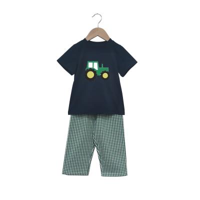 China Fashion\Comfortable\Durable Baby Boy Clothes 2021 Summer New Design High Quality Knit Cotton Car Embroidery Kids Boys Clothing Sets for sale