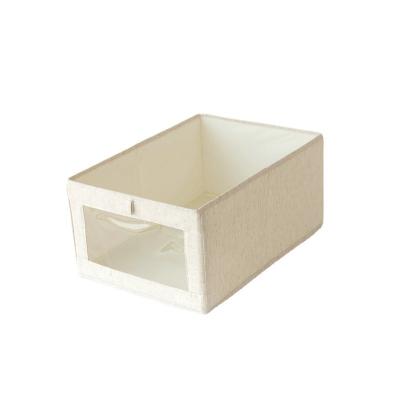 China Art Drawer Canvas Type Household Clothes Cloth Box Viable Large Cotton Cloth Obvious Finishing Storage Box for sale