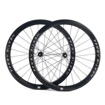 China Road Bike NEXTIE Enduro 44mm Depth Road Carbon Bike Wheels T800+T700 Carbon 25mm Wide Strong Wheelset for sale