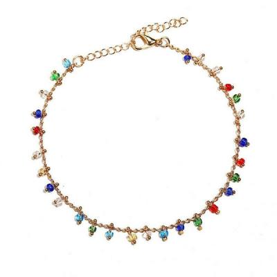 China 2022 Summer Handmade Gold Color Beaded Anklet Lead Free Nickel Free Tassel Anklet Dangling Chain Bracelet For Women for sale