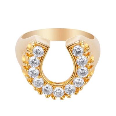 China Environmental Friendly Ring Horseshoe Gold Zircon Element U Ring for sale