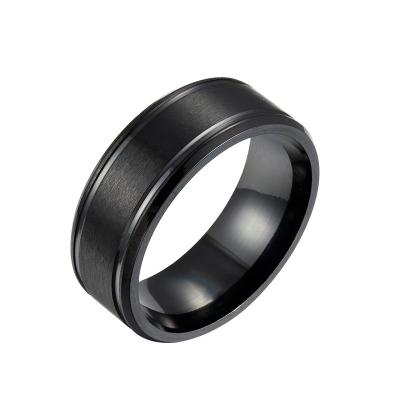 China Environmental Friendly Hot Selling 2022 Stainless Steel Matte Double Bevel Simple Men's Ring 8mm Wide Ring for sale