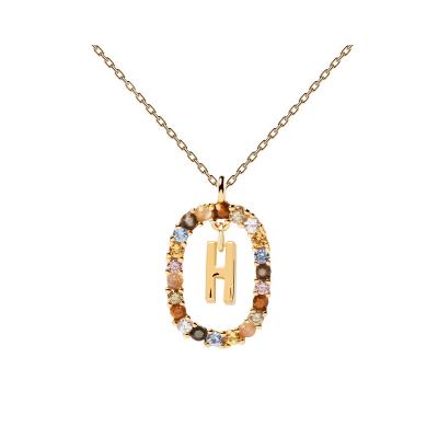 China 2022 Summer Environmental Friendly Letter Necklace Charms Zircon Necklace Dangle Ladies Fashion Design Soft Clavicle Chain Necklace for sale