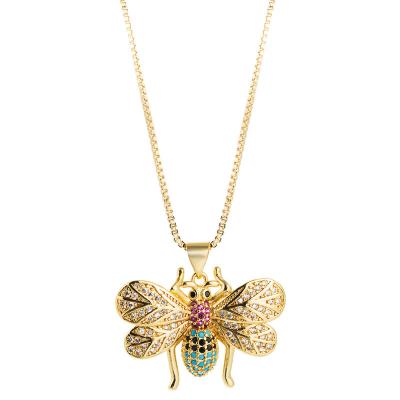 China 2022 Summer Environmental Friendly Necklaces Fashion Bee Necklaces Zircon Pendant Necklaces for sale