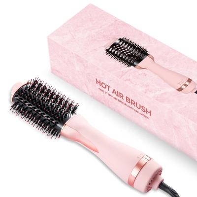 China Private Label Ionic Electric Fast Flat Iron Brush Hair Dryer Comb One Step Hot Air Brush Black Popular Choice for sale