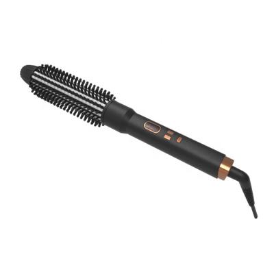 China Round Fast Heating Up Hair Straightening Brush Curling LCD Show Hot Hair Tools Fast Ceramic Curling Hair Brush for sale