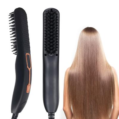 China Handle Hot Mini Ceramic Coating Fast PTC Heat Negative-ion Beard Hair Straightener Comb Brush Hair Brush Hair Comb Factory Sale for sale