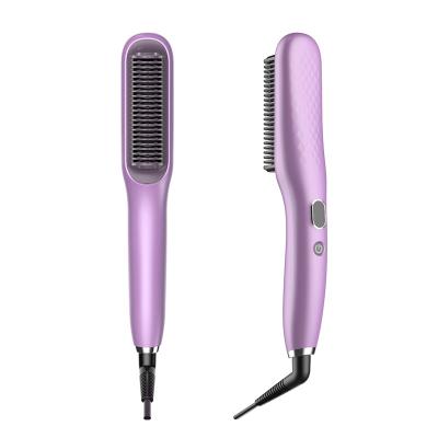 China Compact Factory Customized LCD Rotating 2 in 1 Hair Dryer Comb Straightener and Curler Hair Styling Hair Dryer Brush for sale