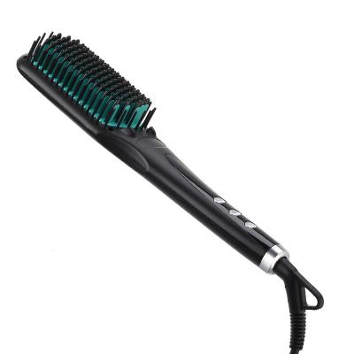 China Paddle Customization MCH Fast Heating Up Hot Hair Straightener Brush LCD Display Ceramic Ionic Flat Iron Comb Straightening Brush for sale