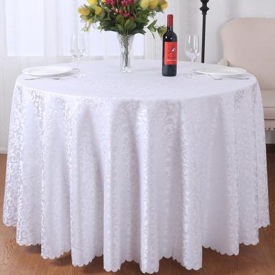 China European style hotel wedding tablecloth waterproof hotel restaurant round tablecloth jacquard simple white tablecloth for sale