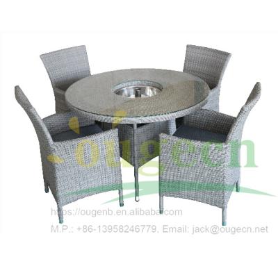 China OG20015 Modern Furniture Rattan Furniture Outdoor Ice Bucket Sofa Set With Umbrella Hole for sale