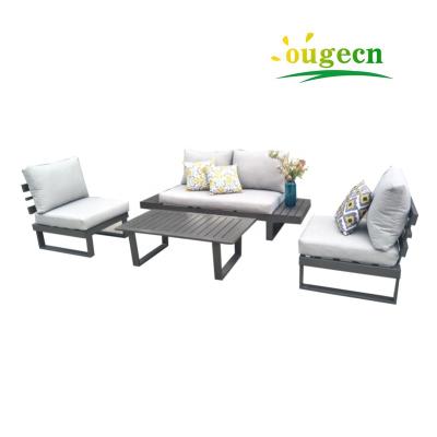 China Contemporary Aluminum Sofa Modern Beach 2 Seater Garden Bistro Cafe Furniture Leisure Living Sofa for sale