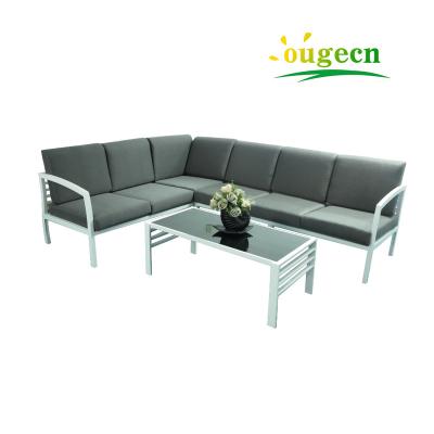 China Contemporary Aluminum Bistro Bar Corner Sofa Modern Beach Patio Garden Cafe Furniture for sale